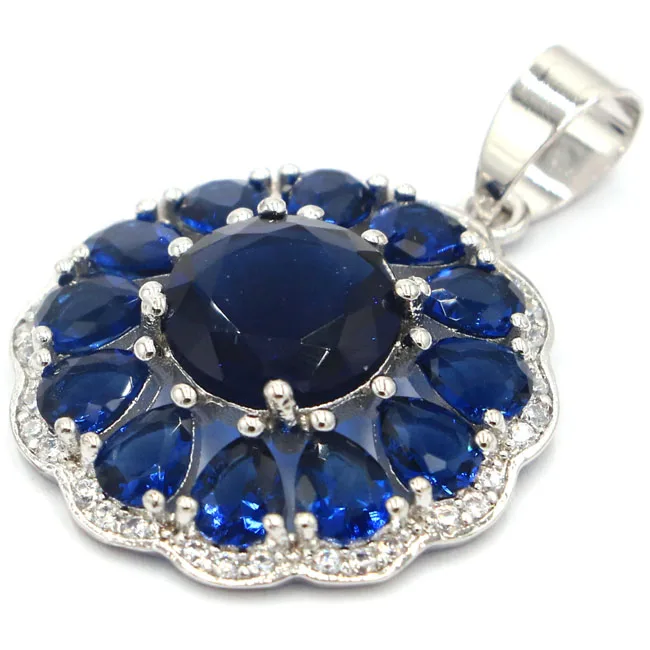 

Beautiful Tanzanite White CZ SheCrown Woman's 925 Silver pendant 33x23mm