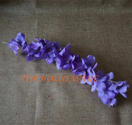 purple mid 7 цветов искусственная Глициния Гортензия цветок орхидеи из ротанга шелковая лоза для Свадебная вечеринка украшения дома орнамент быть extensYXV04 - Цвет: purple mid
