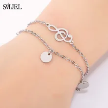 SMJEL рок музыка Note браслеты женские из нержавеющей стали цепь Круг кисточкой музыкальный Шарм Свадебный ювелирный браслет подарок femme