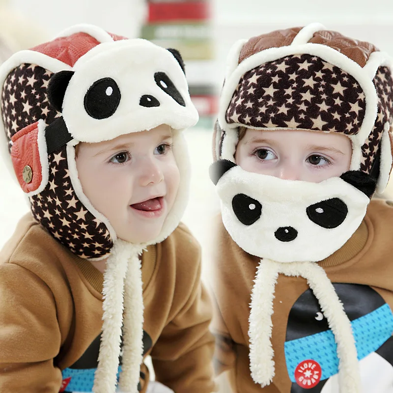 

Lovely Panda Hats Baby Caps Kids Hat Bomber Winter Cap Children Masks Warm All For Children Clothing And Accessories