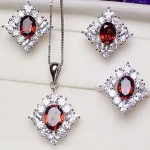 Натуральный настоящий гранатовый комплект ювелирных украшений 1 шт. кулон, 1 пара сережек, 1 шт. кулон из 925 стерлингового серебра 1.4ct* 4 шт. драгоценный камень# XY18101905