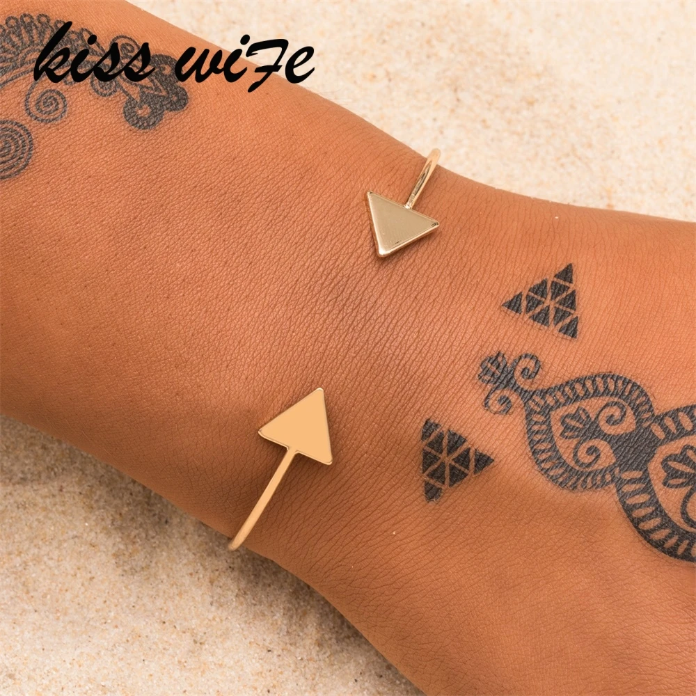 

KISSWIFE Punk Arrow Bracelets & Bangles Fashion Gold Color Punk Open Bangle For Women Gift Cuff Bracelet