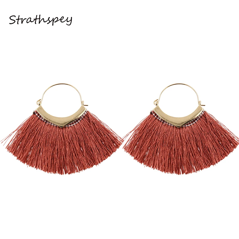Strathspey Red Tassel Earrings For Women Fan Shaped Fringe Earring