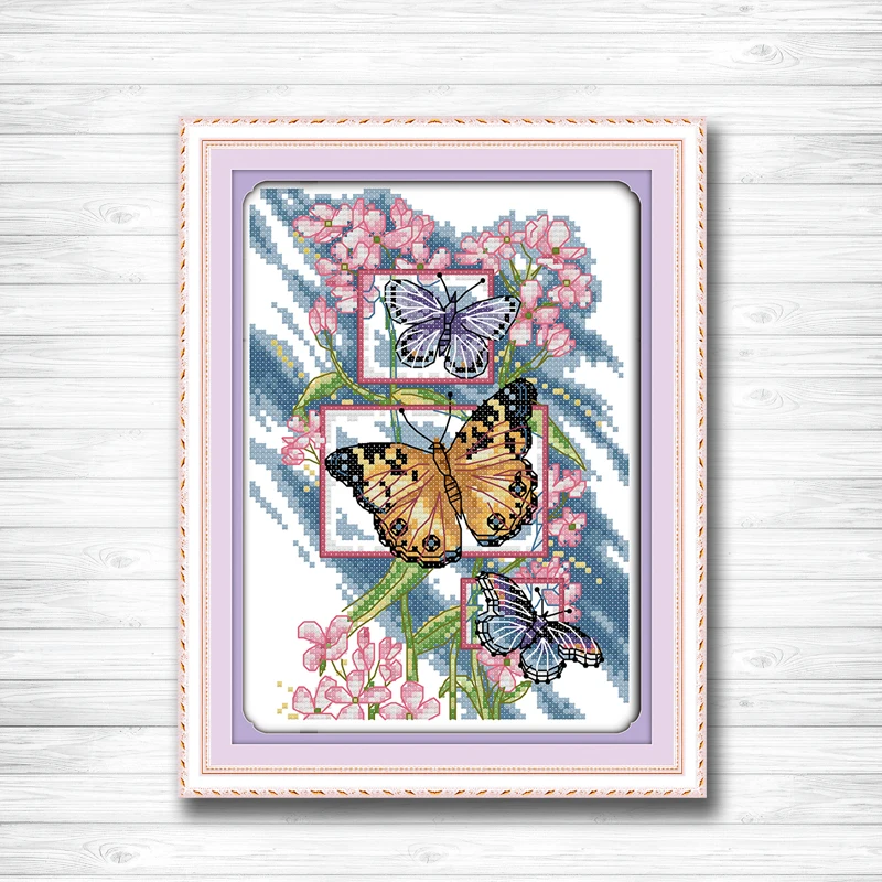Three butterflies painting 14CT 11CT counted cross stitch kits