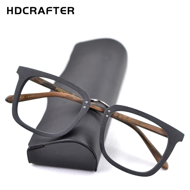 HDCRAFTER-marcos de gafas de madera para hombre, montura cuadrada para miopía, gafas graduadas, montura completa, 2019 _ - AliExpress Mobile