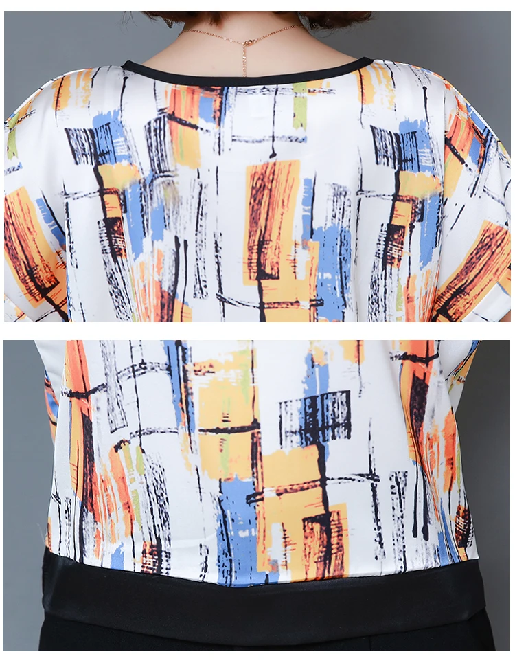 Блузки женские летние женские блузки плюс размер шифоновая блузка с принтом женские рубашки с коротким женские рукавом топы и блузки 4545 50