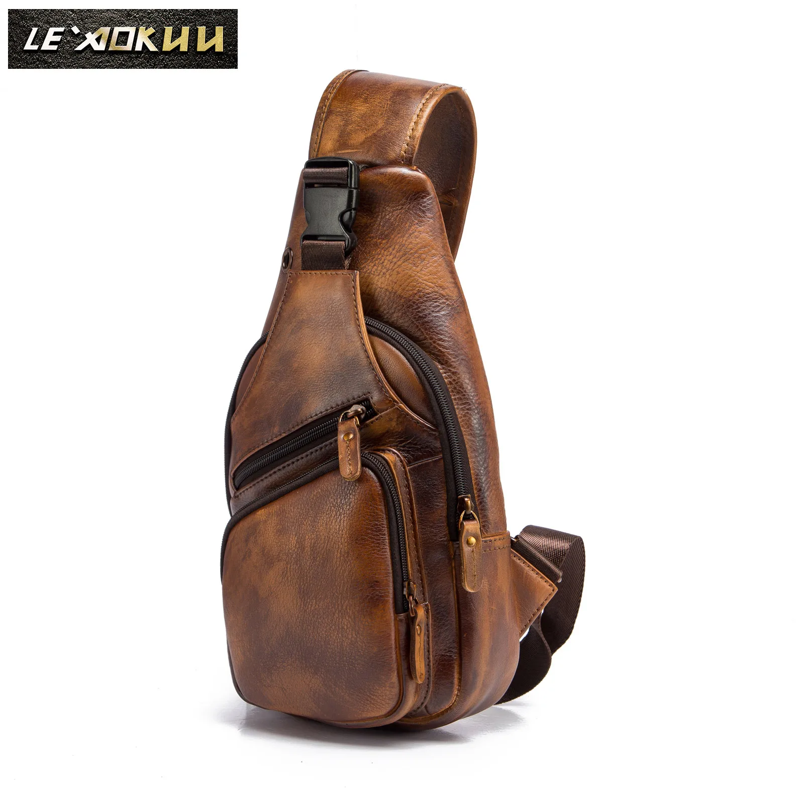 Мужская Оригинальная Повседневная кожаная сумка Crazy horse через плечо, Дизайнерская Дорожная сумка на одно плечо, мужской рюкзак 8015lb