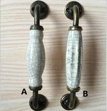 128mm Rusic Retro DIY furniture handles crack ceramic kitchen cabinet dresser door handle bronze drawer pull knob handles 5″