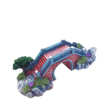

2pcs Aquarium Fish Tank Artificial Hillock with Bridge Resin Ornament Cave Landscaping Decoration for Small Aquarium Tank