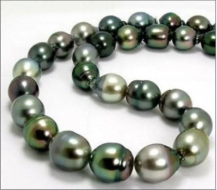 

Wholesale FREE SHIPPING > HUGE18"10-14mm natural tahitian genuine black drop pearl necklace
