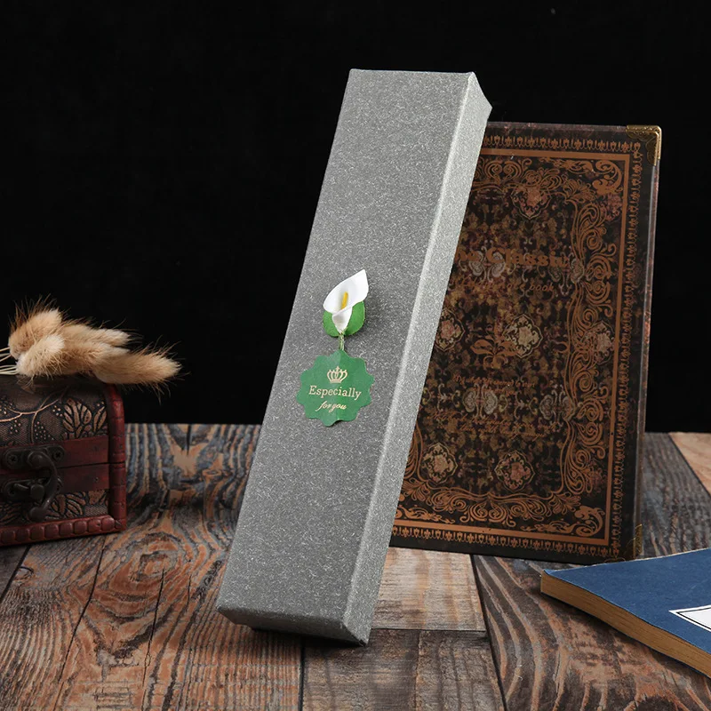 

10Pcs/Lot Whosale Retro Grey Kraft Paper Favour Gift Box 24*5.5*3.5cm Necklace Box Vintage Design Bulk Jewelry Box