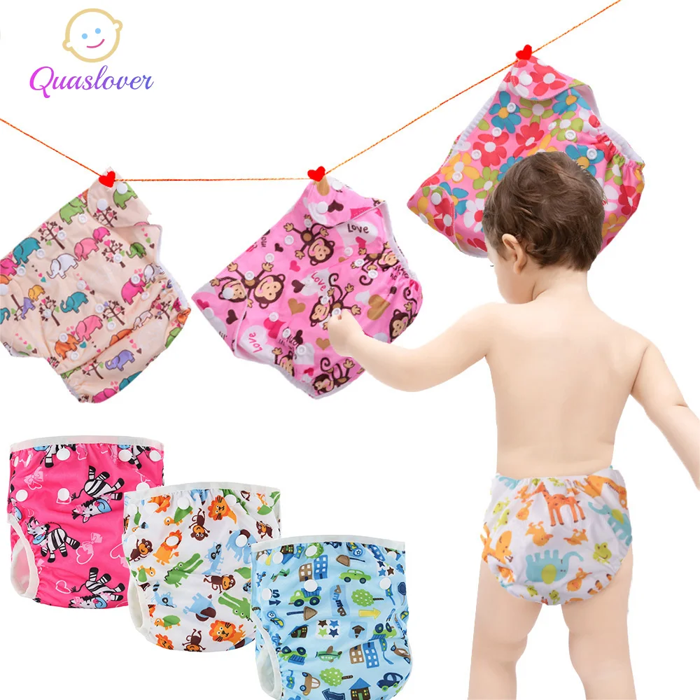 

Quaslover Baby Washable Diapers Waterproof Cotton Nappy Infants Adjustable Diaper Cover Wrap Training Pants Panties Nappy Insert