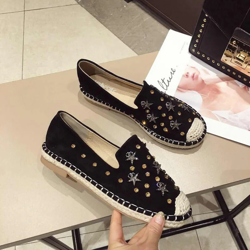 

Wellwalk Flat Shoes Women Espadrilles Winter Flats Woman Shoes Ladies Black Flats Ballet Women Loafers Female Boat Shoes