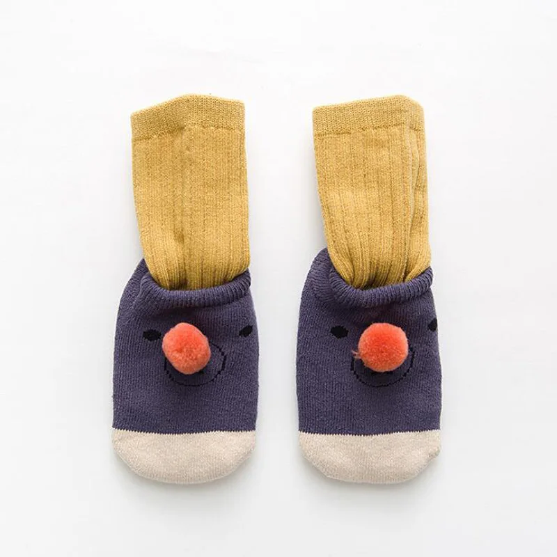 Комплект из 2 предметов модные прекрасный кот детские тапочки носки для детей ясельного возраста хлопковые плотные теплые ноги носок - Цвет: Dark Gray