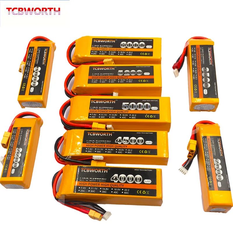 Billige 14,8 V RC Lipo Batterie 4S 2200mAh 2600mAh 3300mAh 4000mAh 5200mAh6000mAh 25C 35C60C Für RC flugzeug Drone Hubschrauber Quadrocopter 4S