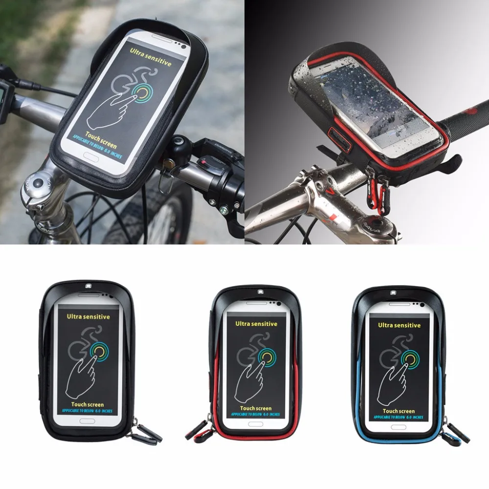 

6 inch Bike Bicycle Waterproof Cell Phone Bag Holder Motorcycle Mount for iphone 7 6S Samsung galaxy S8 S7 LG G6 V20 Mate 9