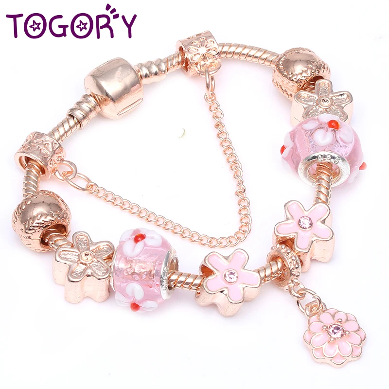 Buy TOGORY 2018 New Rose Gold Charm Bracelets Antique