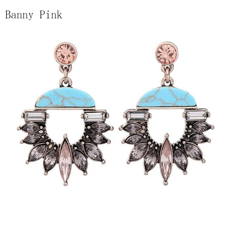 Этнический Гео искусственный камень подвесные шпильки Серьги Винтаж Сплав Geo хрустальные Эффектные серьги Модные ювелирные изделия пендиентс