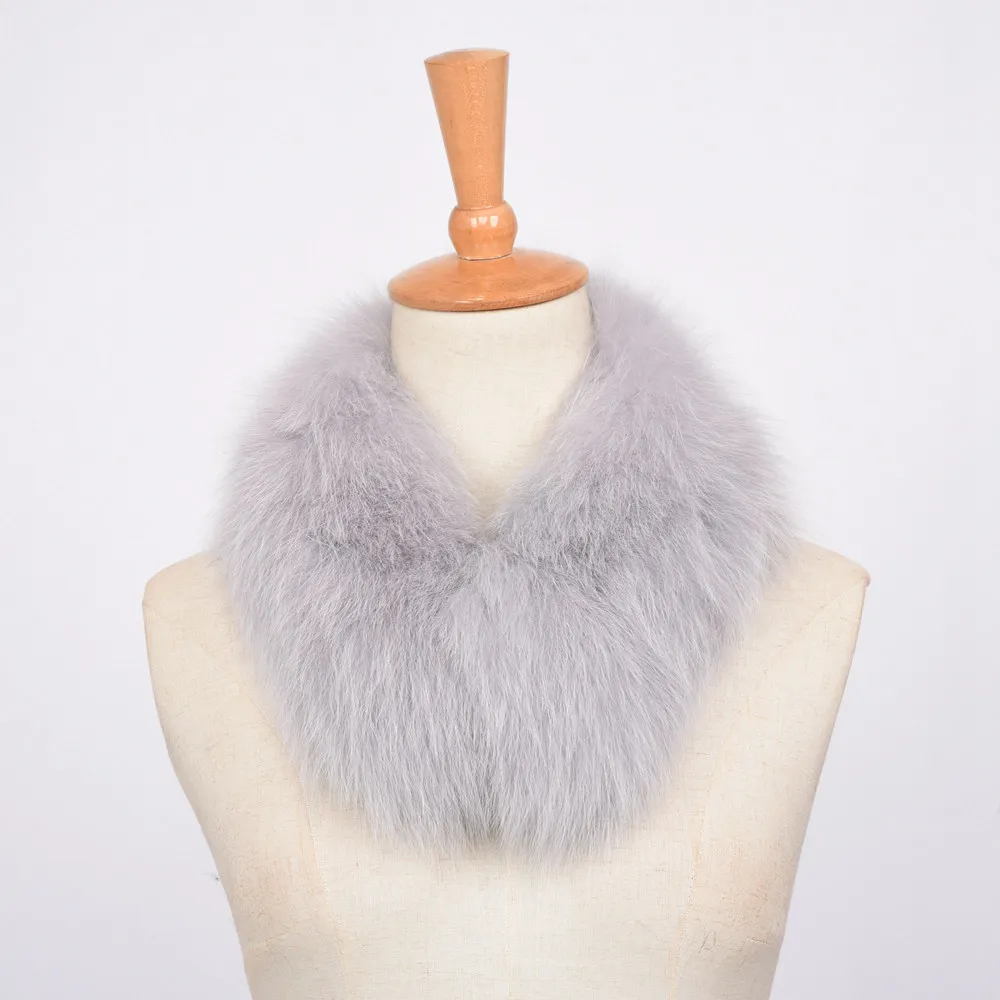 Модные стильные шарфы из лисьего меха, женские осенне-зимние помпон из натурального меха, шарф высокого качества, женские воротники S7451 - Цвет: Light Grey