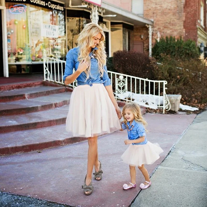 

Mother and Daughter Tutu Skirt Mini Custom Made saia Voile Bouffant Puffy Fashion Skirt Autumn Midi Tulle Skirts girl