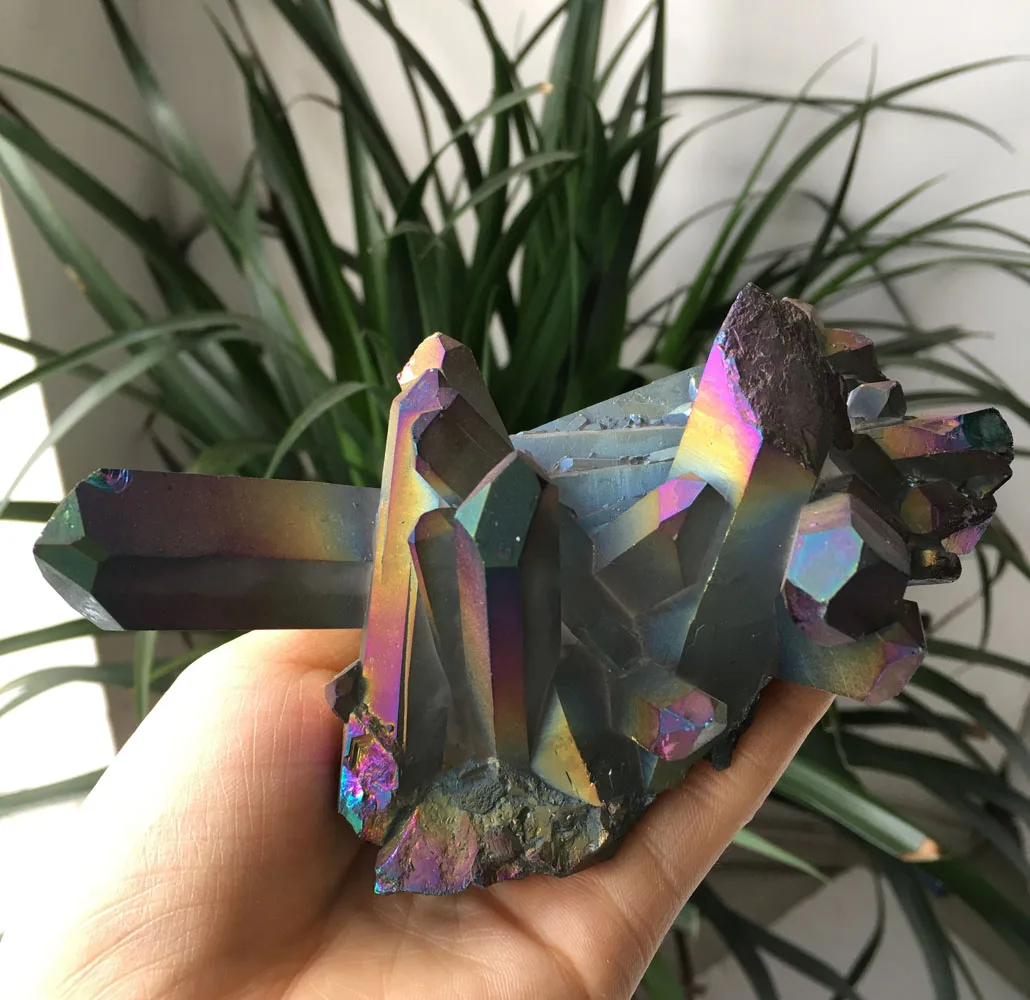 388g More Colour Aura Quartz Crystal Titanium Bismuth Silicon Cluster Rainbow
