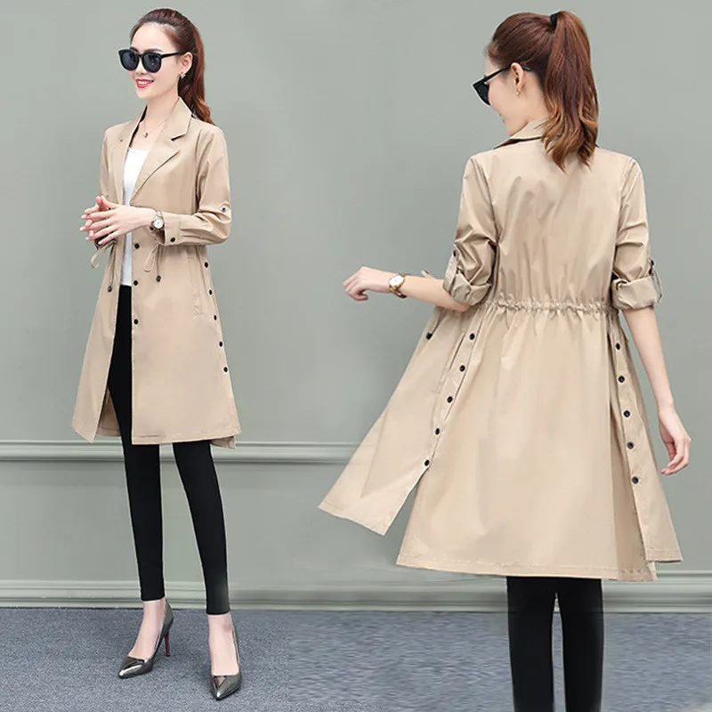 

Fashion Trench Coat for Women 2019 Casual Slim Single Breasted Tie Coat Women Long Overcoat Femme Plus Size 3XL X880