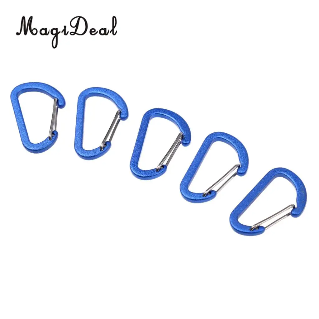 High Quality 5 Piece Outdoor D Ring Carabiner Spring Snap Clip Key Chain Hook Buckle Climbing Caving Hiking Camping Travel