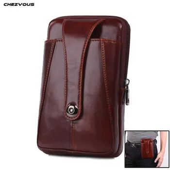 

CHEZVOUS Retro Phone Bag Universal Belt Clip Leather Case for iPhone 7 8 6 plus X 5s Waist Bag Pouch for Samsung S8 S9 plus S7