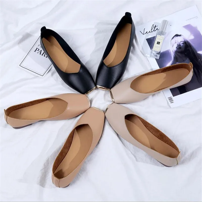 

Women Flats Shallow Single Shoes Woman Slip on Flat Shoes Candy Color Soft Ladies Shoes Loafers Autumn spring leather flats
