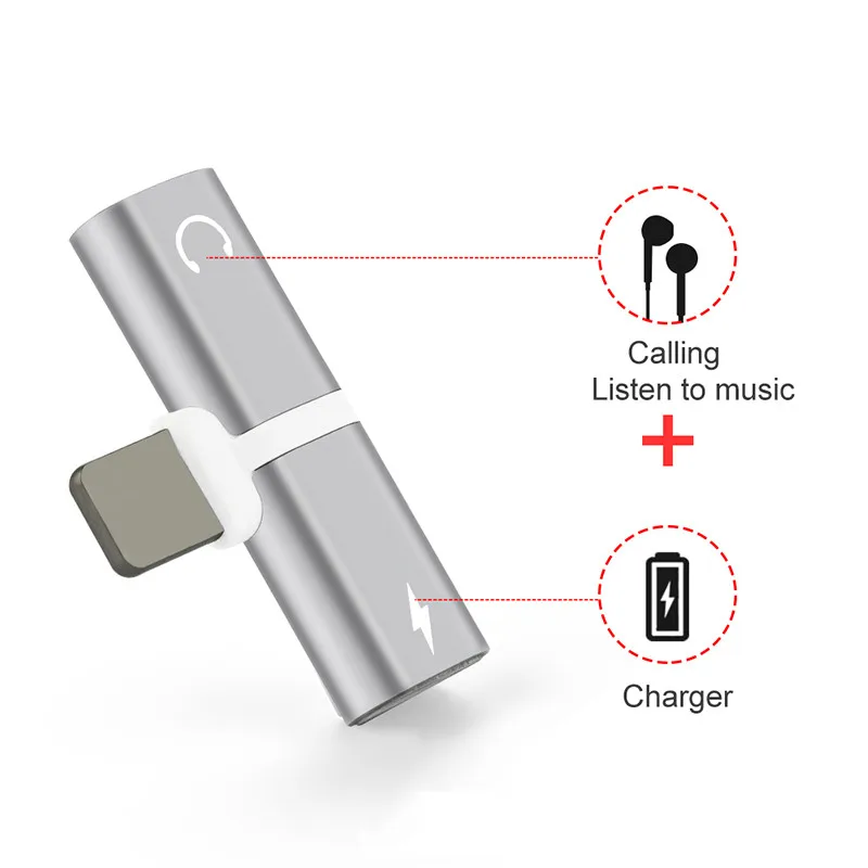 

2 In 1 Dual Ports Headphone Adapter Charger For Iphone XS Max XR XS 7 8 Plus 7plus 8plus Case Phone Accessories