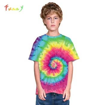 

Tie-dyeing Fashion Girls Boys T Shirts Enfant Hip Hop Streetwear Causal Print Short Sleeves Boy Tshirt Children Clothing