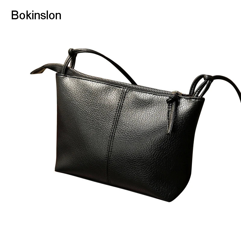 

Bokinslon Simple Bags For Women Soft Cover PU Leather Woman Small Crossbody Bag Solid Color Popular Shoulder Bags Female