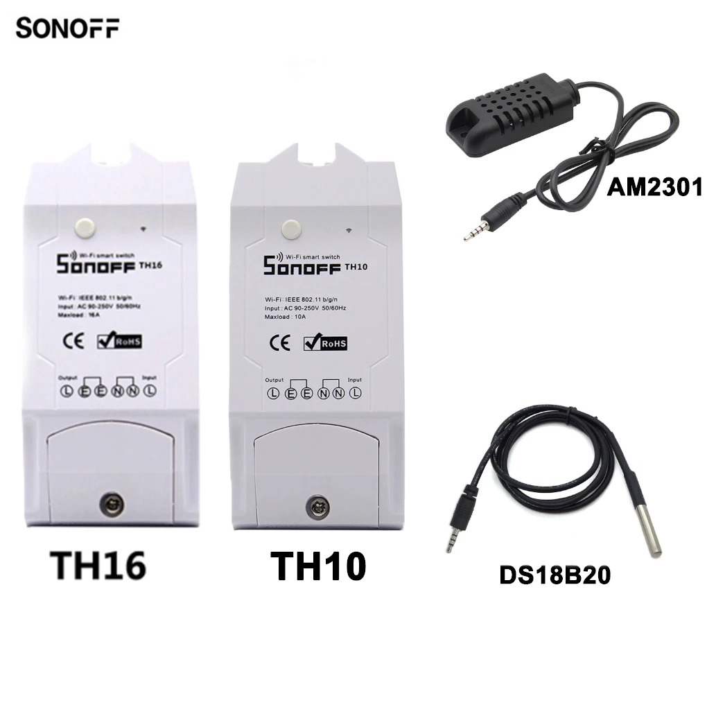 

ITEAD Sonoff TH10/16A Wireless Switch WiFi Smart Switch For Smart Home Automation With Temperature Sensor Humidity Monitoring
