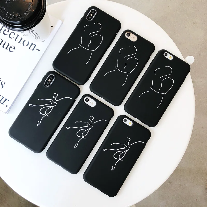 

Luxury phone Case on for IPhone XS XR XS Max Soft Silicone TPU dancer Artistic Abstract Cover for iphone 6 6s 7 8 Plus X Case
