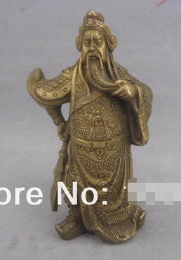 

0 China Bronze Guangong Guanyu Warrior Soldier Hold Sword Statue Figurines