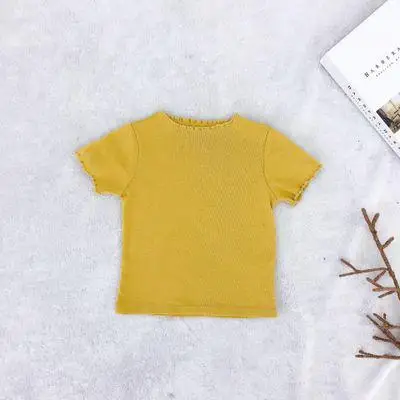 Весенняя футболка для девочек; коллекция 2009 года; топ для девочек из чистого хлопка; футболка с короткими рукавами для детей; Одежда для маленьких девочек; топы для девочек - Цвет: Цвет: желтый