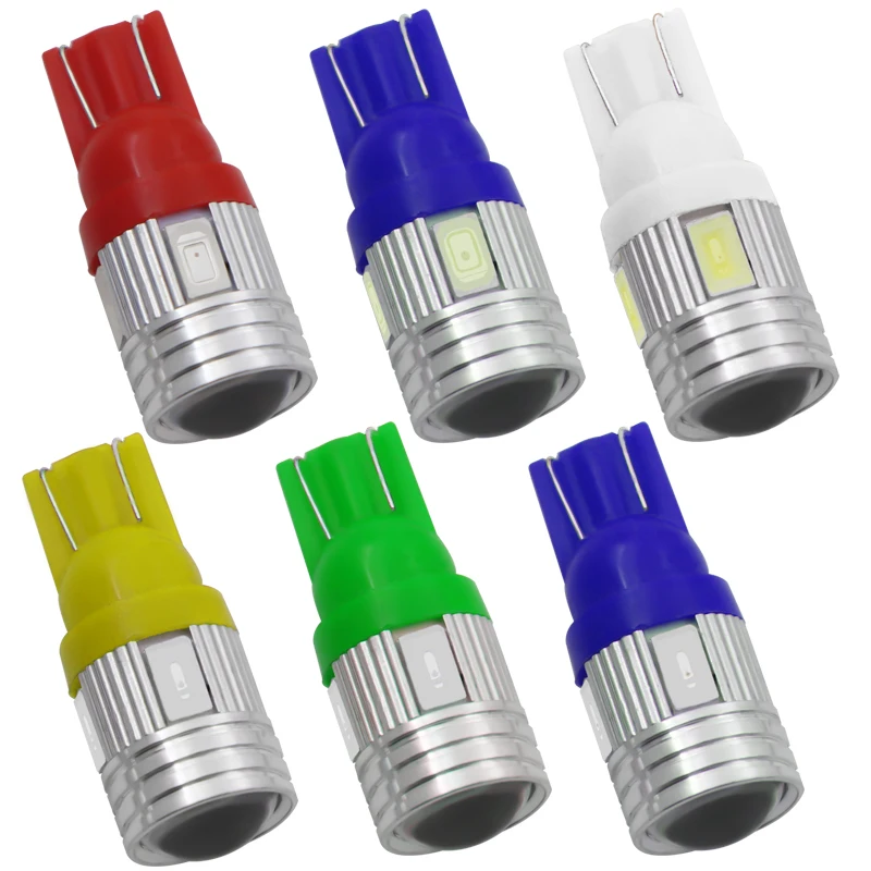 1x T10 W5W 168 194 6SMD 5630 LED Wedge Light Super White Reading Light Lamp Car Side Bulbs 12V Interior Parking Projector Lens
