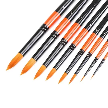 

MEEDEN 6/8 Pcs Artist Round Pointed Paint Brush Set Short Handle for Watercolor Acrylic Oil Painting Handmade Nylon Hair