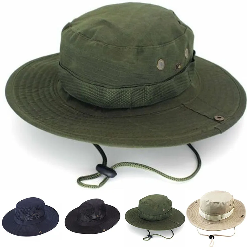 Sun Fishing Hat Cap Breathable Protection Outdoor Wide Brim Safari Cotton Polyester Accessory Hiking Convenient