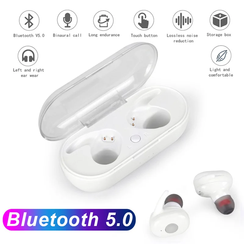 

Mini Dual V5.0 Wireless Earphones Bluetooth Earphones 3D Stereo Sound Earbuds with Dual Microphone and Charging box
