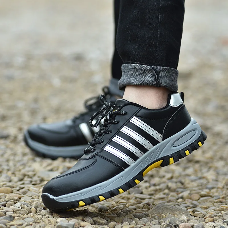 De Calçados Caminhadas Aço mesh Gray Proteção Da Gray prova leather Multifuncional Biqueira Moda Segurança Black Trabalho Esmagar Sycatree Leather Homens 2018 Sapatos Respirável Sapatilha qzXxRZO