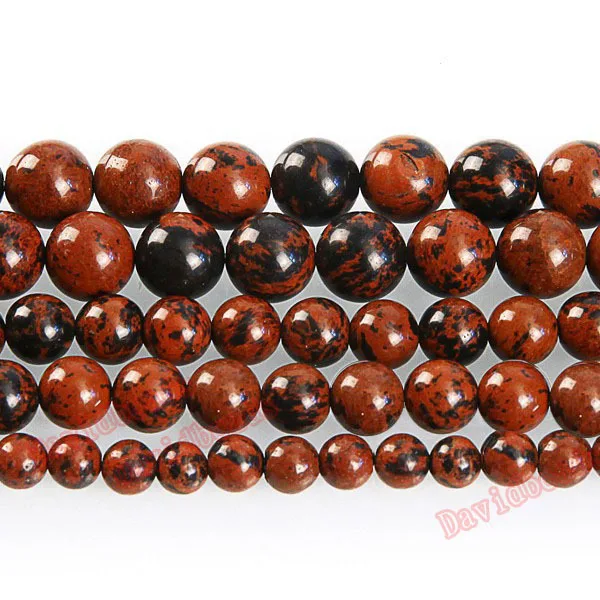 

Fctory Price Natural Stone Mahogany Obsidian Round Beads 16" Strand 4 6 8 10 12MM Pick Size For Jewelry Making diy