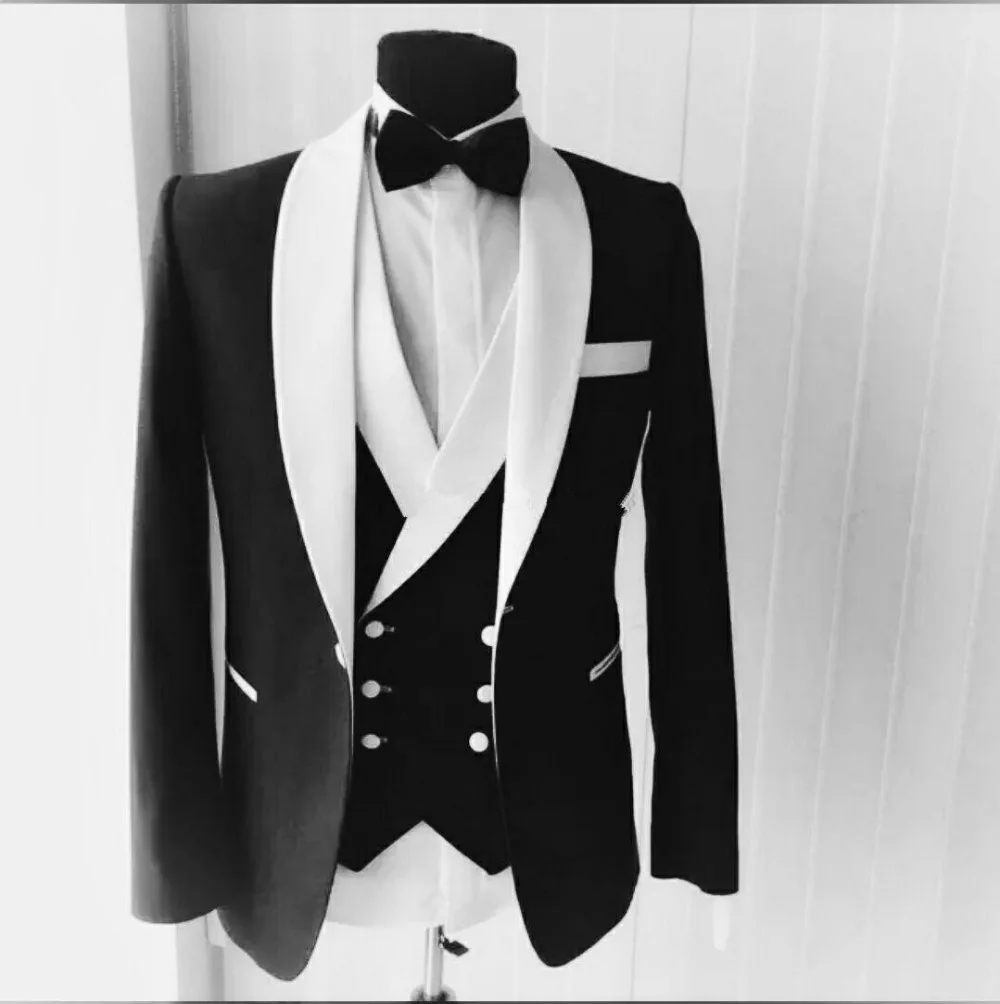 

Newest Shawl Lapel Groomsmen One Button Wedding Groom Tuxedos Men Suits Wedding/Prom/Dinner Best Man Blazer(Jacket+Vest+Pants)