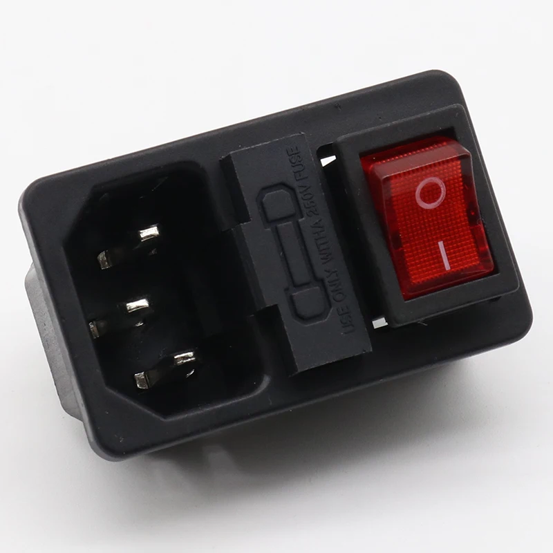 С предохранителем 10A! Красный кулисный выключатель с плавким IEC 320 C14 впускная