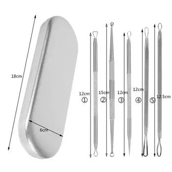

5PCs/Set Stainless Steel Blackhead Removal Needle Acne Blemish Remover Pimple Extractor Kit Professional Skin Care Tool With Box