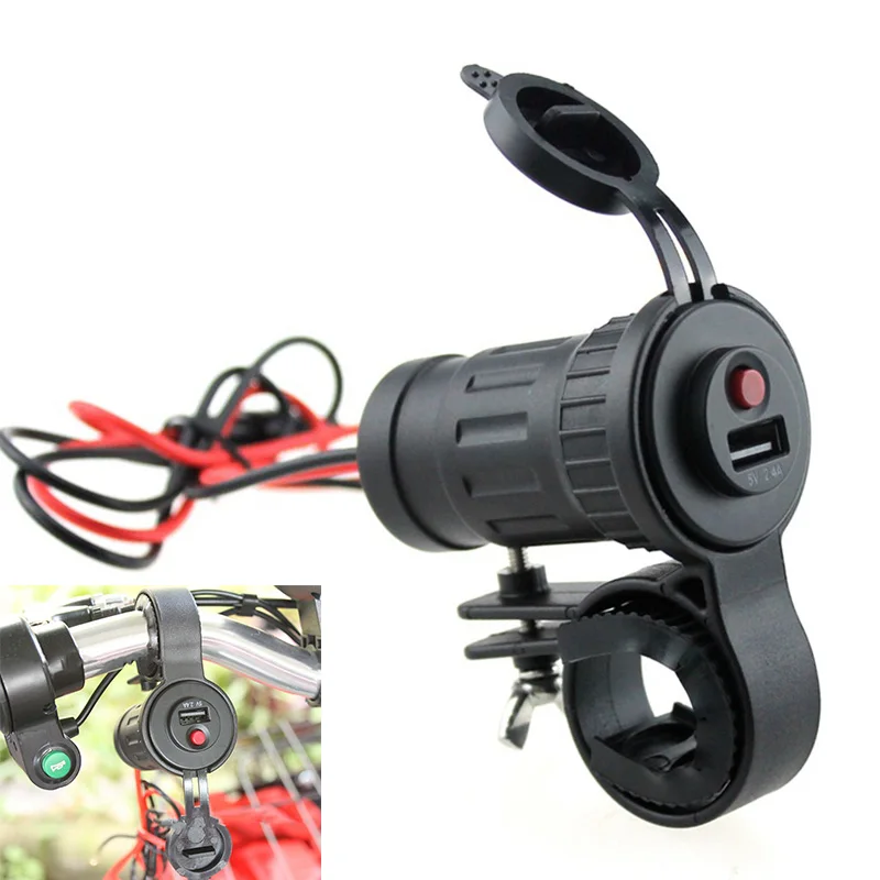 Motorcycle Handlebar USB Charger Waterproof with Switch control