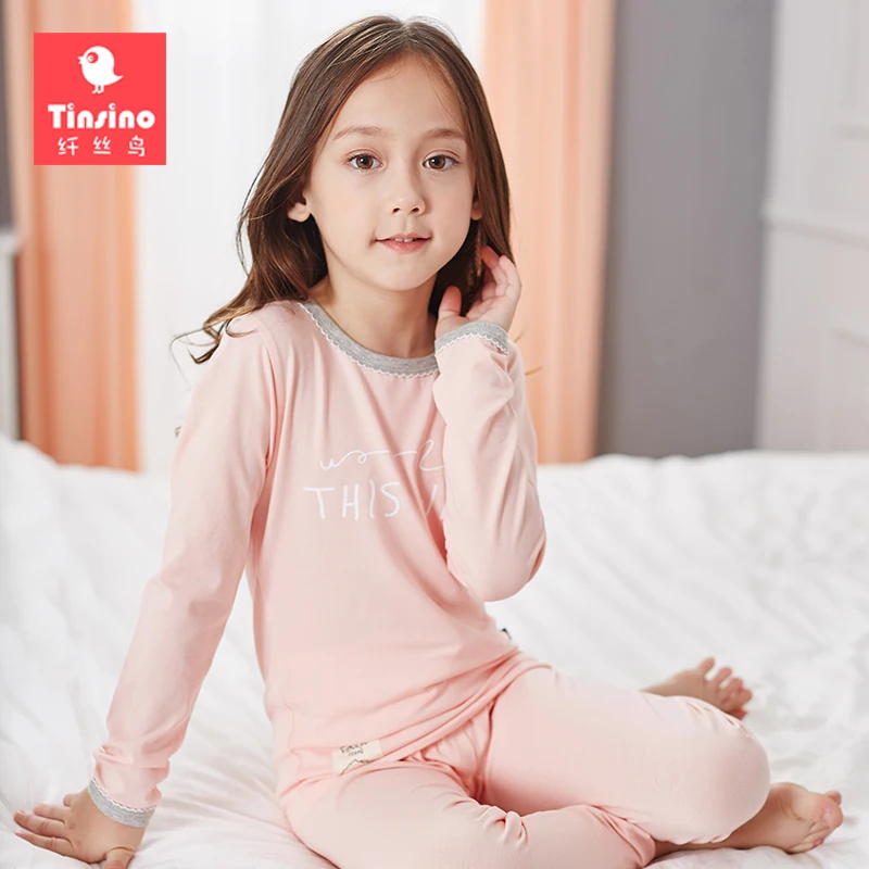 Tinsino 2017 Girls Autumn Pajamas Kids Girl Spring Sleepwear Suits Children Girl's Winter Pajama