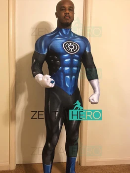 

Free Shipping 3D Printed Blue Lantern Corps Cosplay Costumes Bodysuit Comic Red Lantern Superhero Bodysuit Halloween Costume