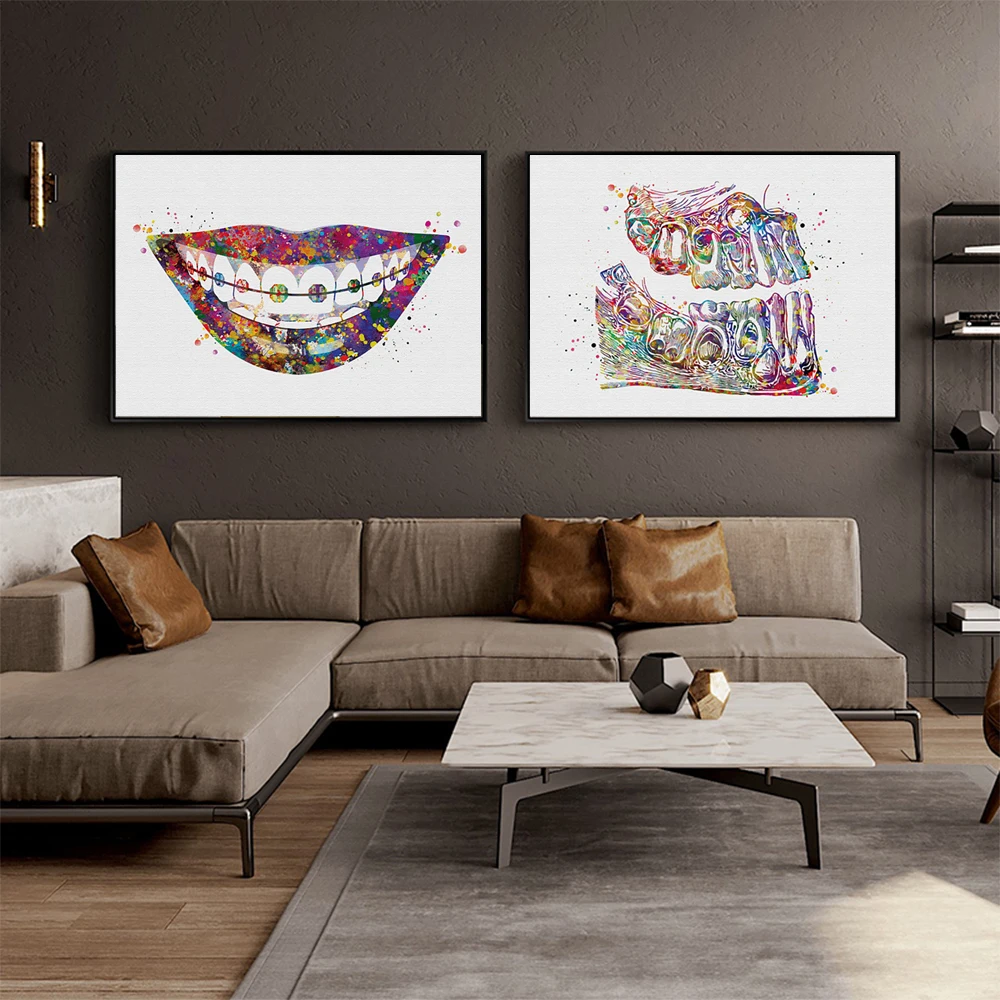 

WANGART Dental Art Print Teeth Anatomy wall Art Tooth Row Medical Art Teeth Roots Molar Incisors Dentist Clinic canvas painting