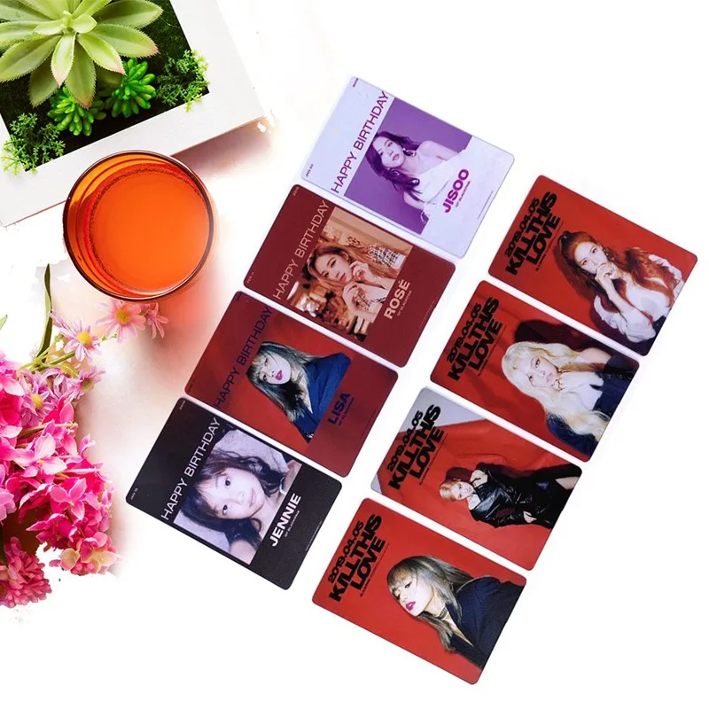 

4Pcs/Set Kpop Blackpink PVC Clear Photo Card Jennie Rose Collective Cards Happy Birtay Photocard